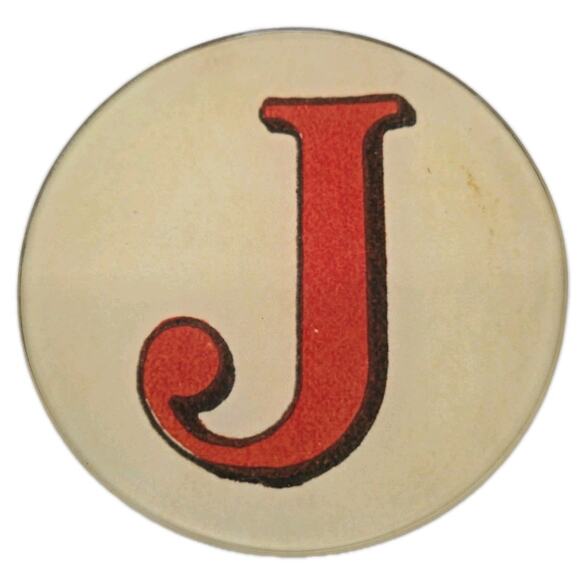 John Derain Red Letter “J” Signed 5.25 Plate Decoupage Hand Blown Glass New York